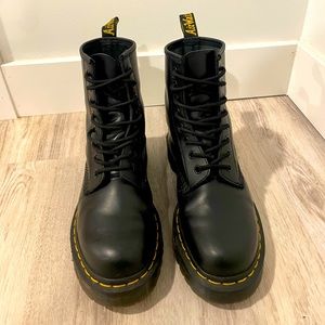 Dr. Marten platform black tie up boots